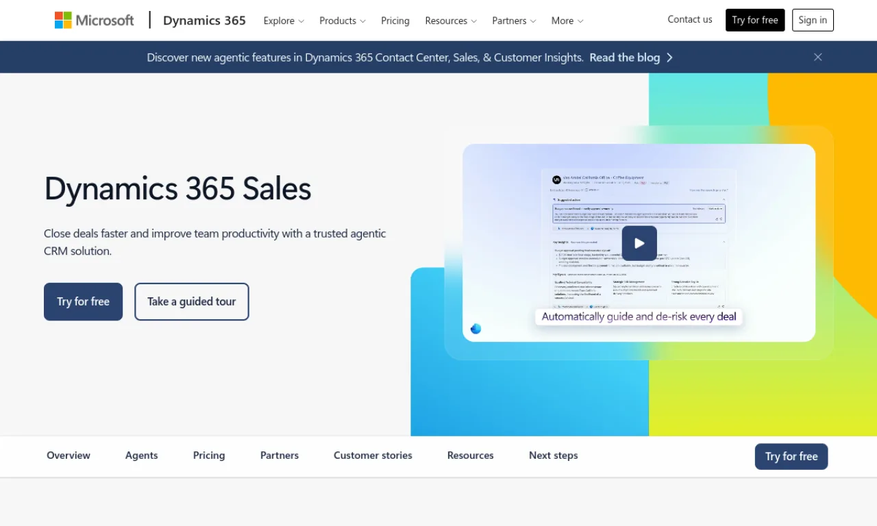 Screenshot of Microsoft Copilot for Sales website