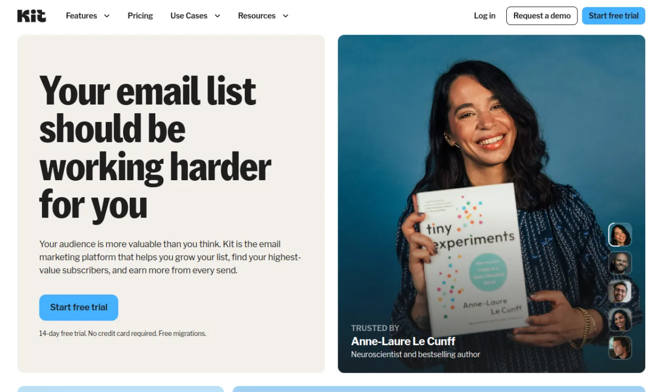 Screenshot of ConvertKit / Kit website