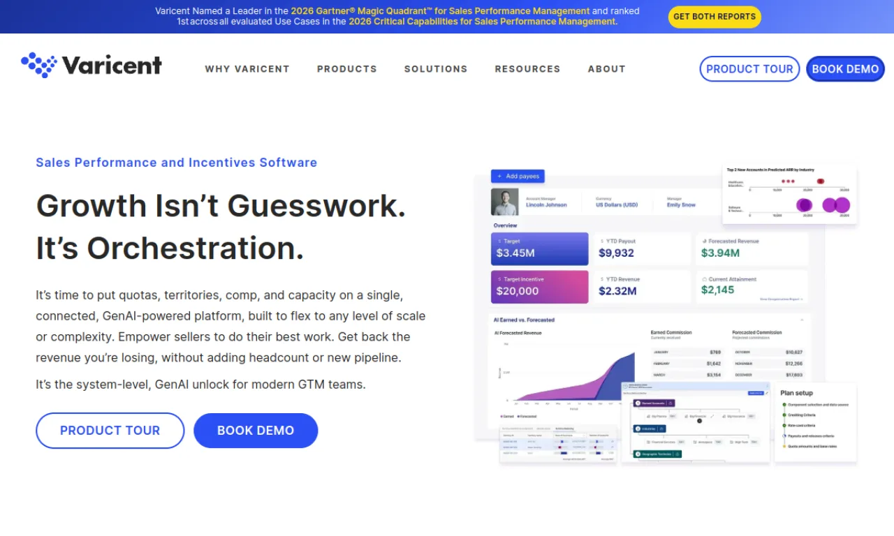 Screenshot of Varicent website