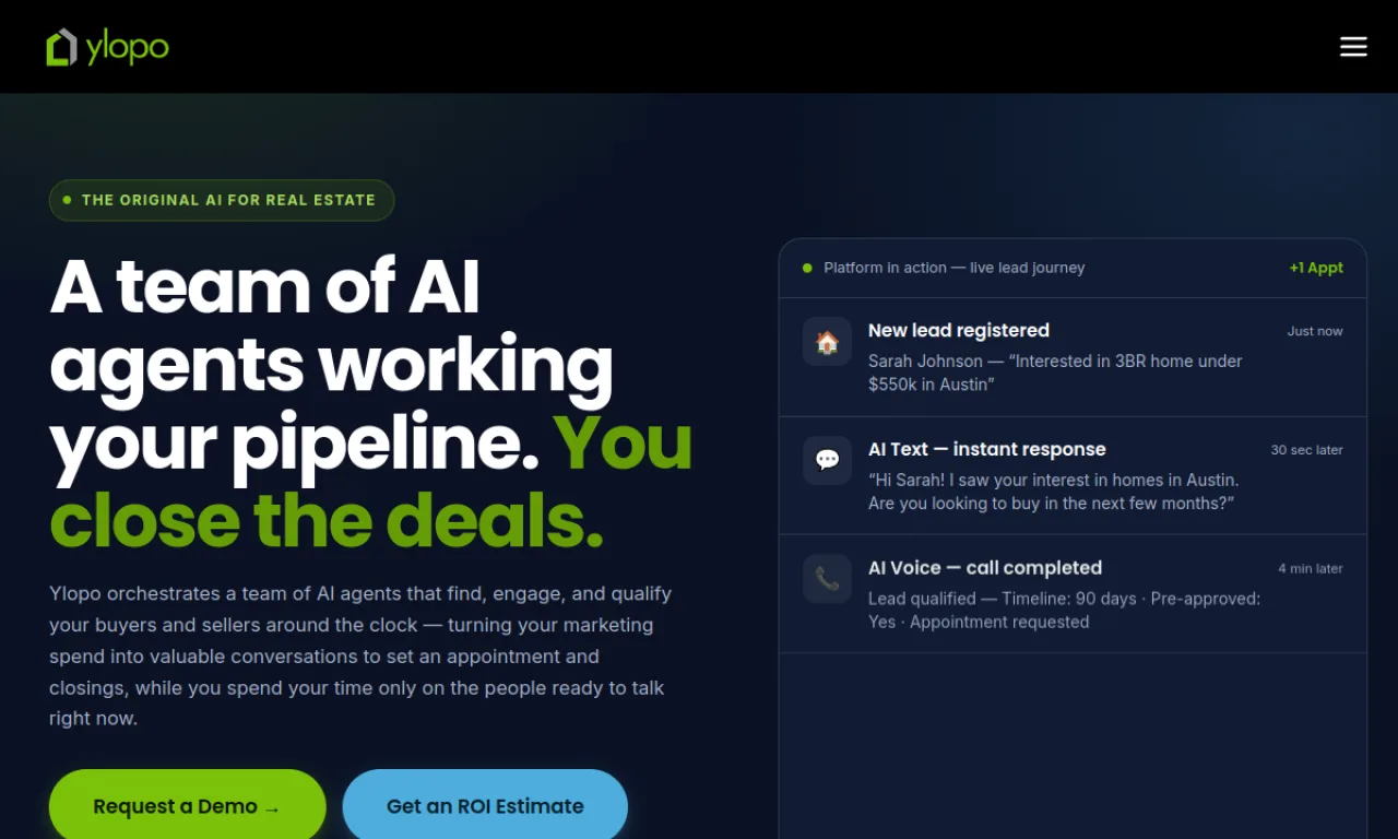 Screenshot of Ylopo website