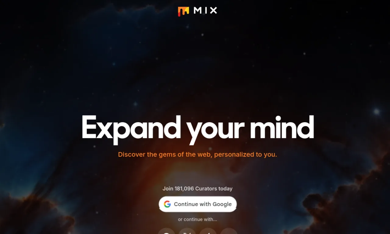Screenshot of Mix website