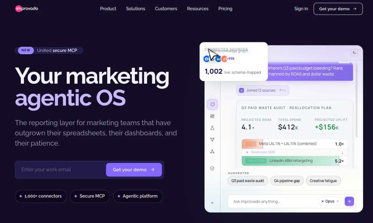 Screenshot of Improvado website
