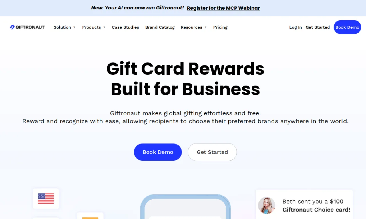 Screenshot of Giftronaut website