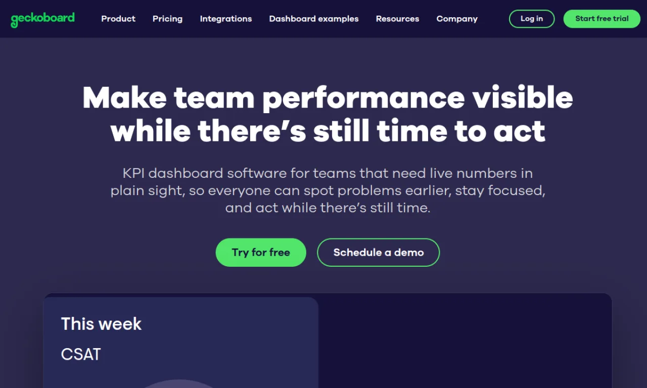 Screenshot of Geckoboard website