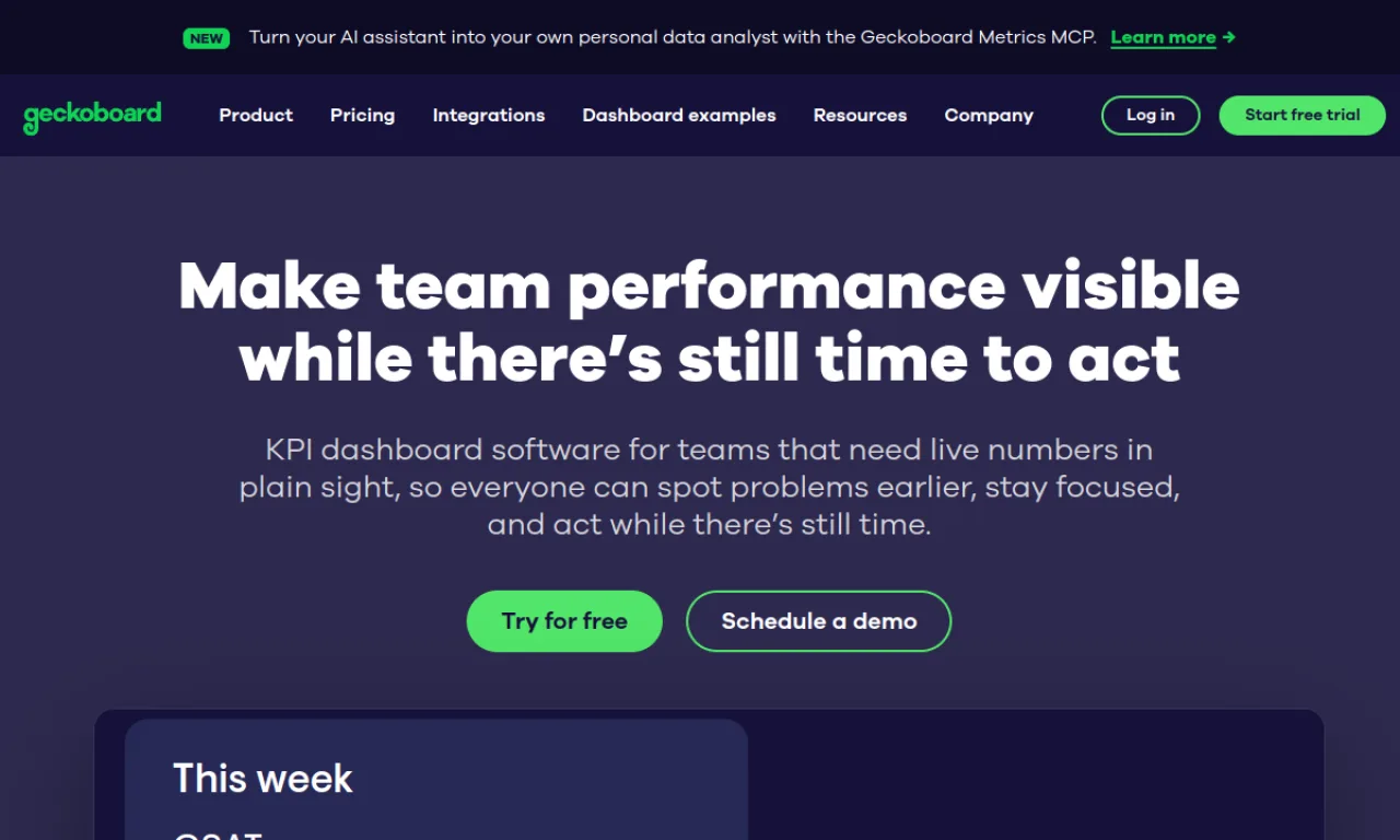 Screenshot of Geckoboard website