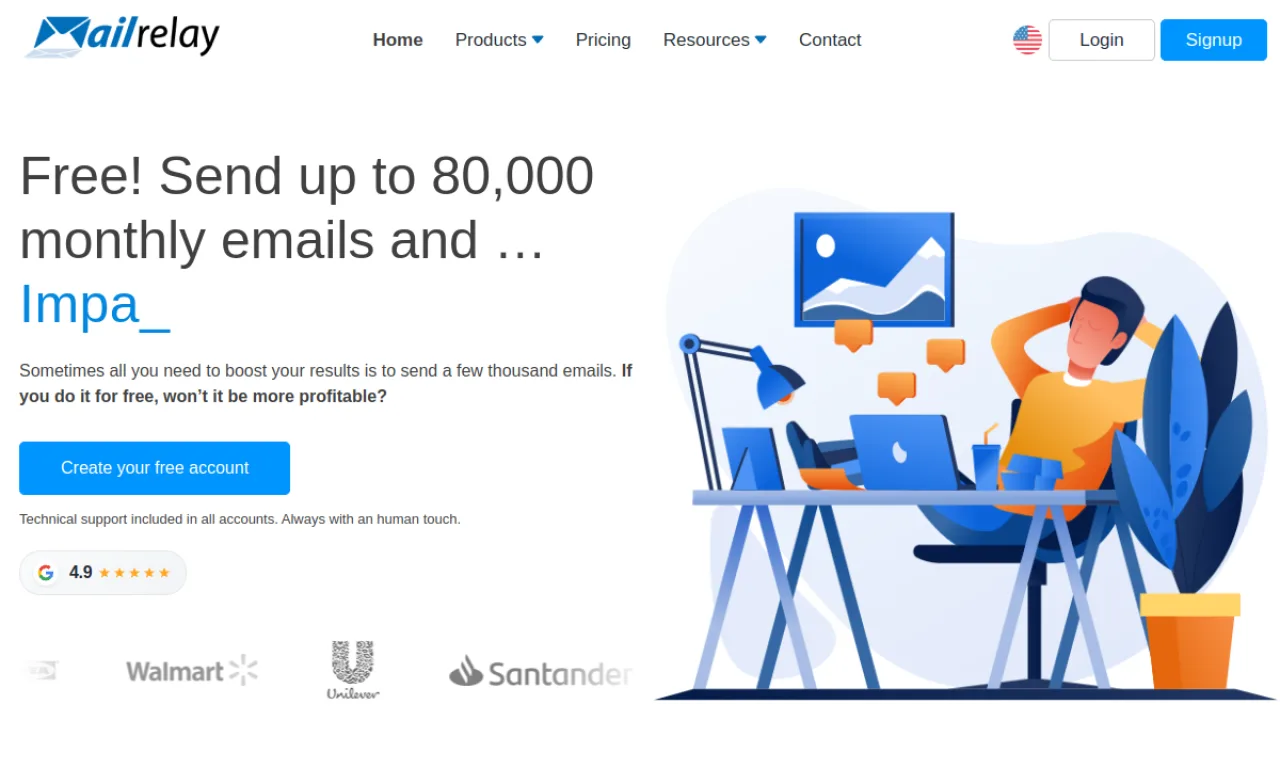 Screenshot of Mailrelay website