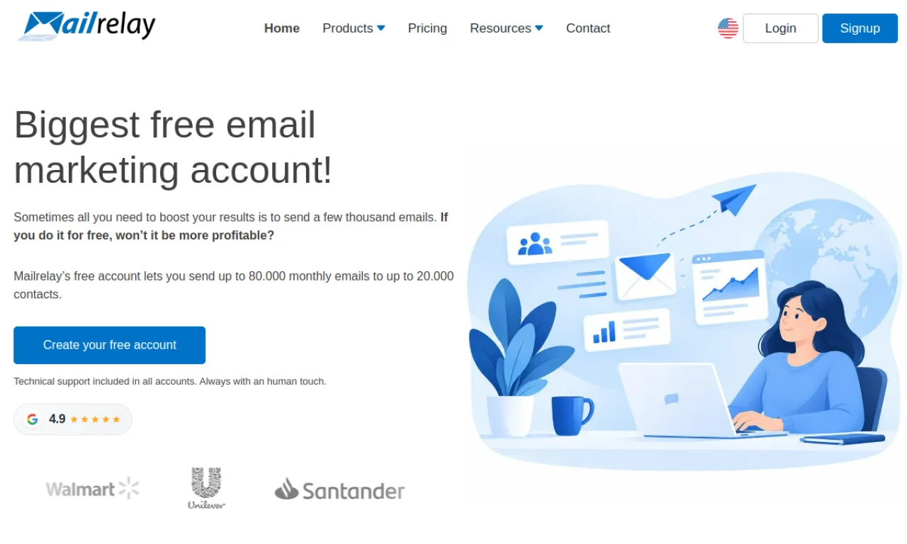 Screenshot of Mailrelay website