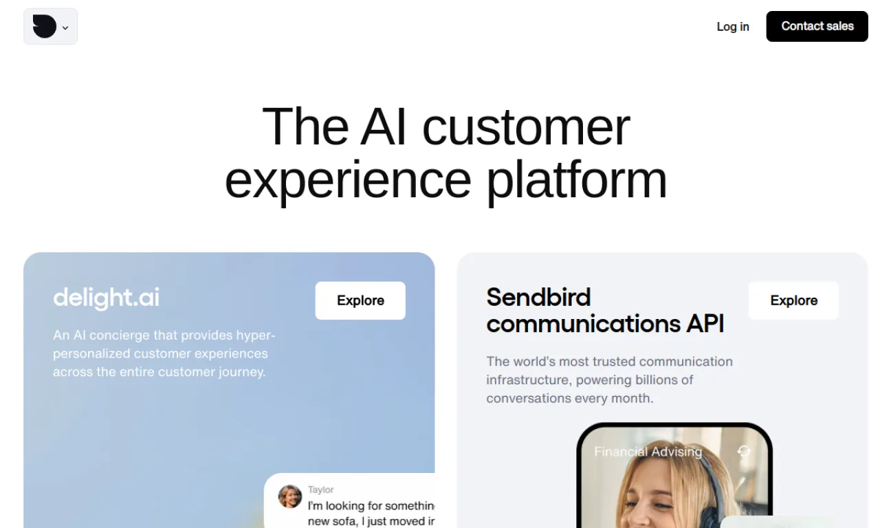 Screenshot of Sendbird website