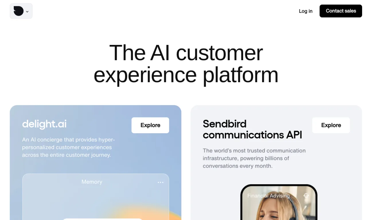 Screenshot of Sendbird website