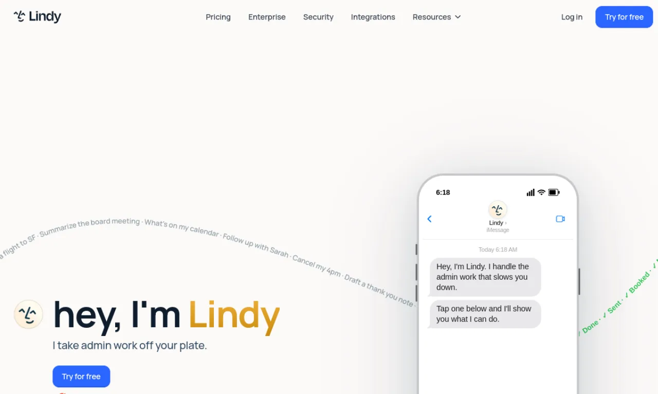 Screenshot of Lindy Agents website