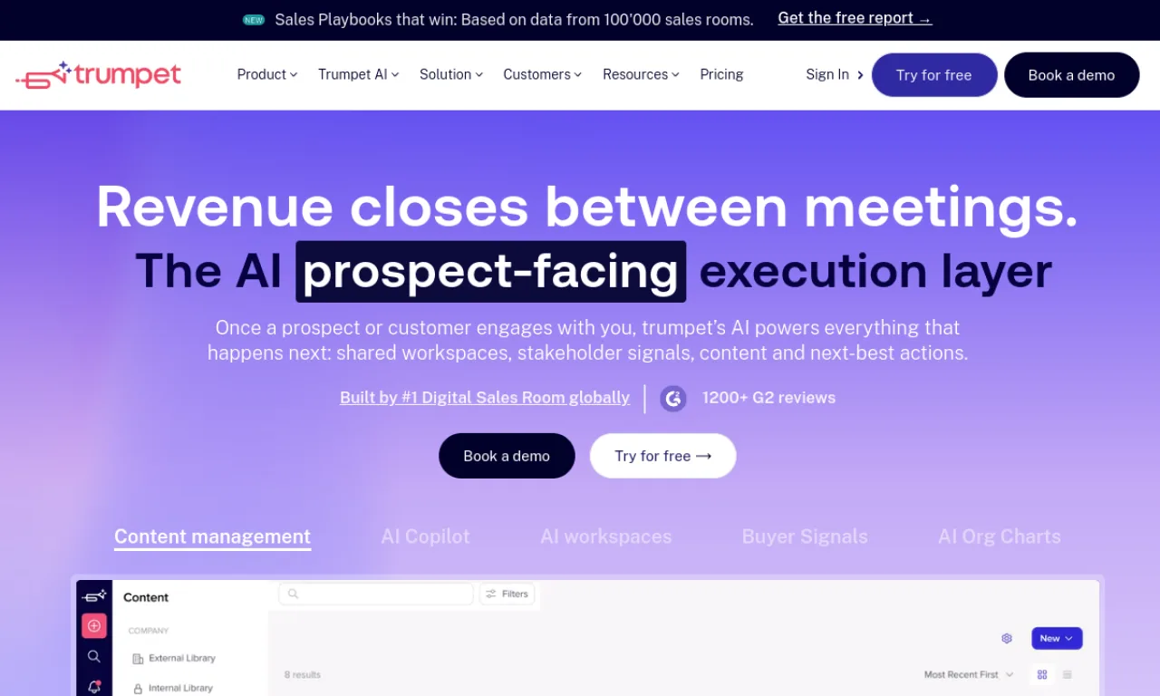 Screenshot of Recall / Trumpet website