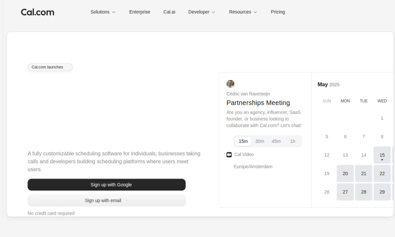 Screenshot of Cal.com Teams website