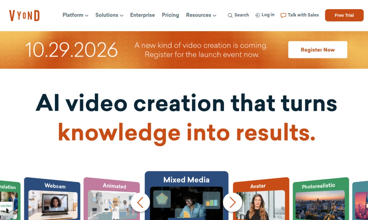 Screenshot of Vyond website