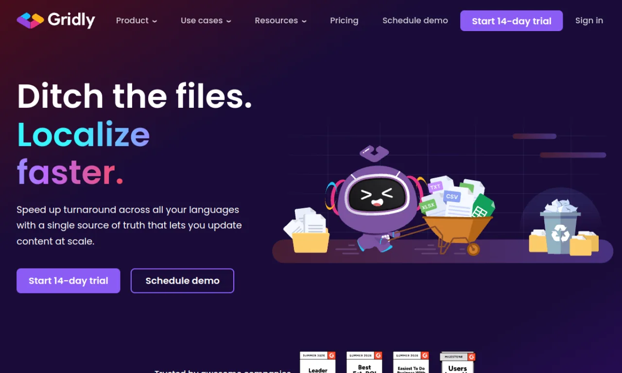 Screenshot of Gridly website
