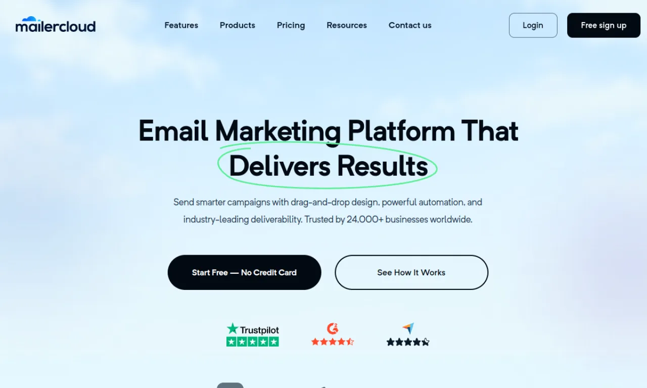 Screenshot of Mailercloud website