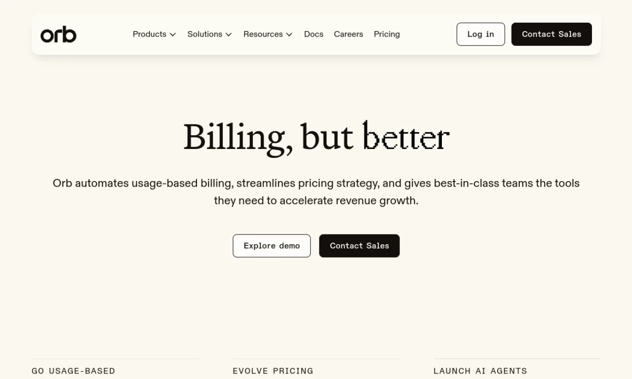 Screenshot of Orb website