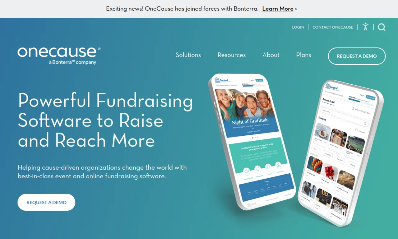 Screenshot of GiveSmart / OneCause website