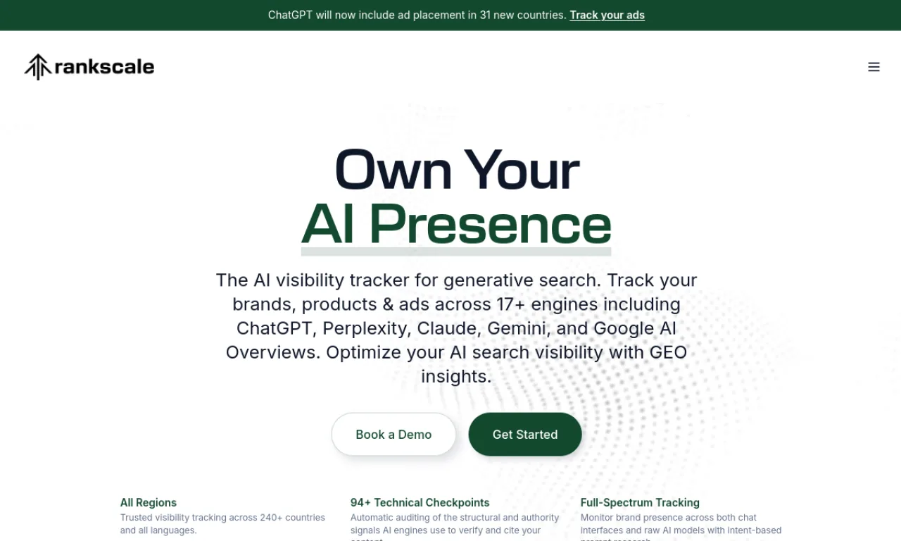 Screenshot of Rankscale website