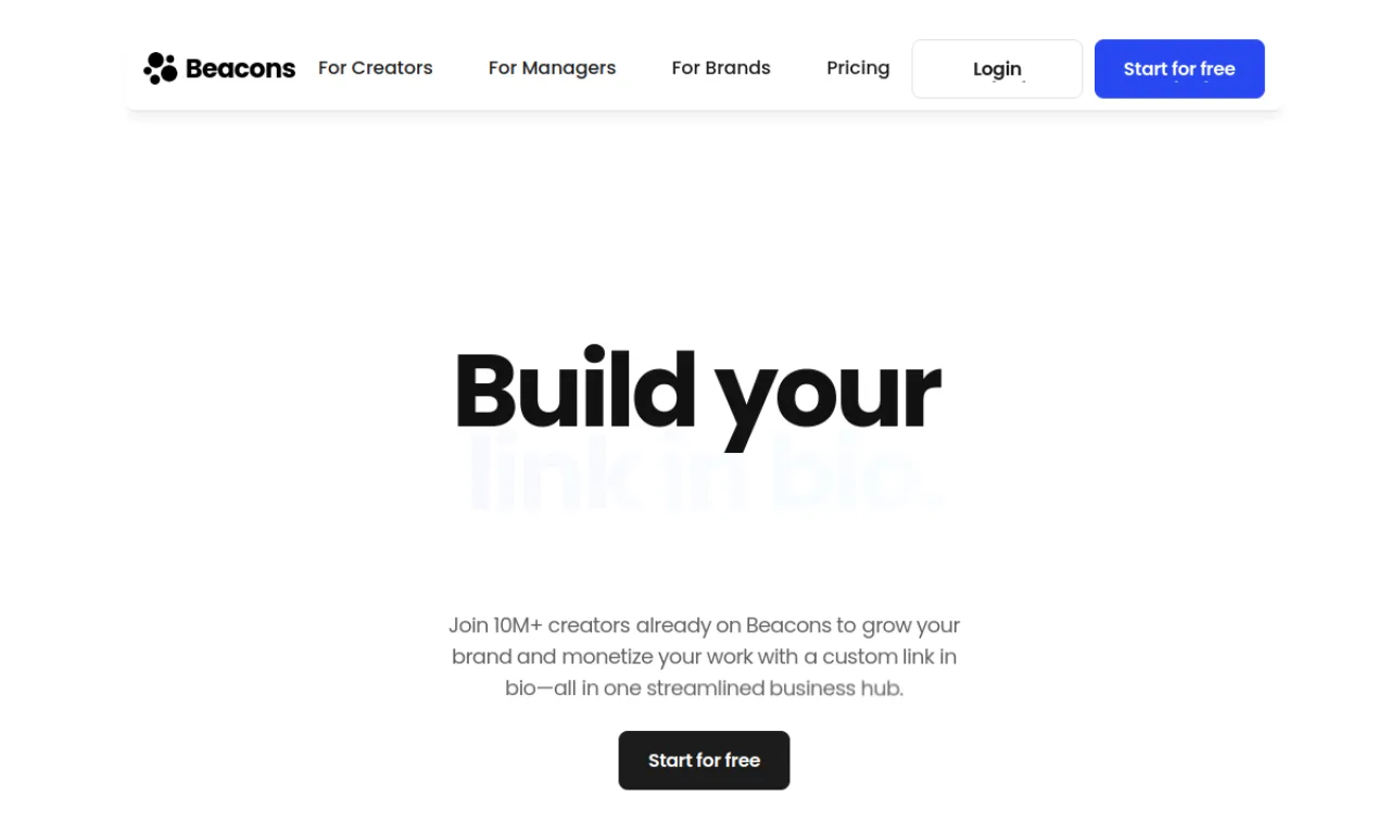 Screenshot of Beacons website