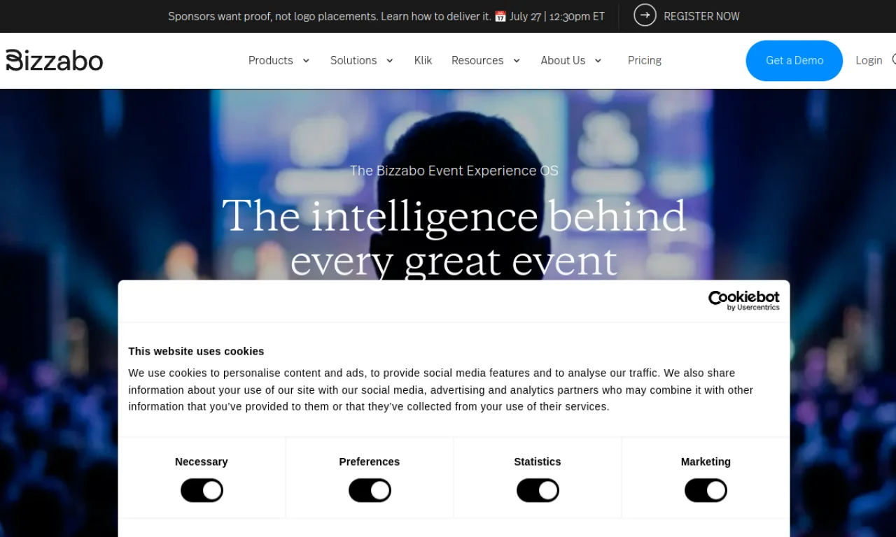 Screenshot of Bizzabo website