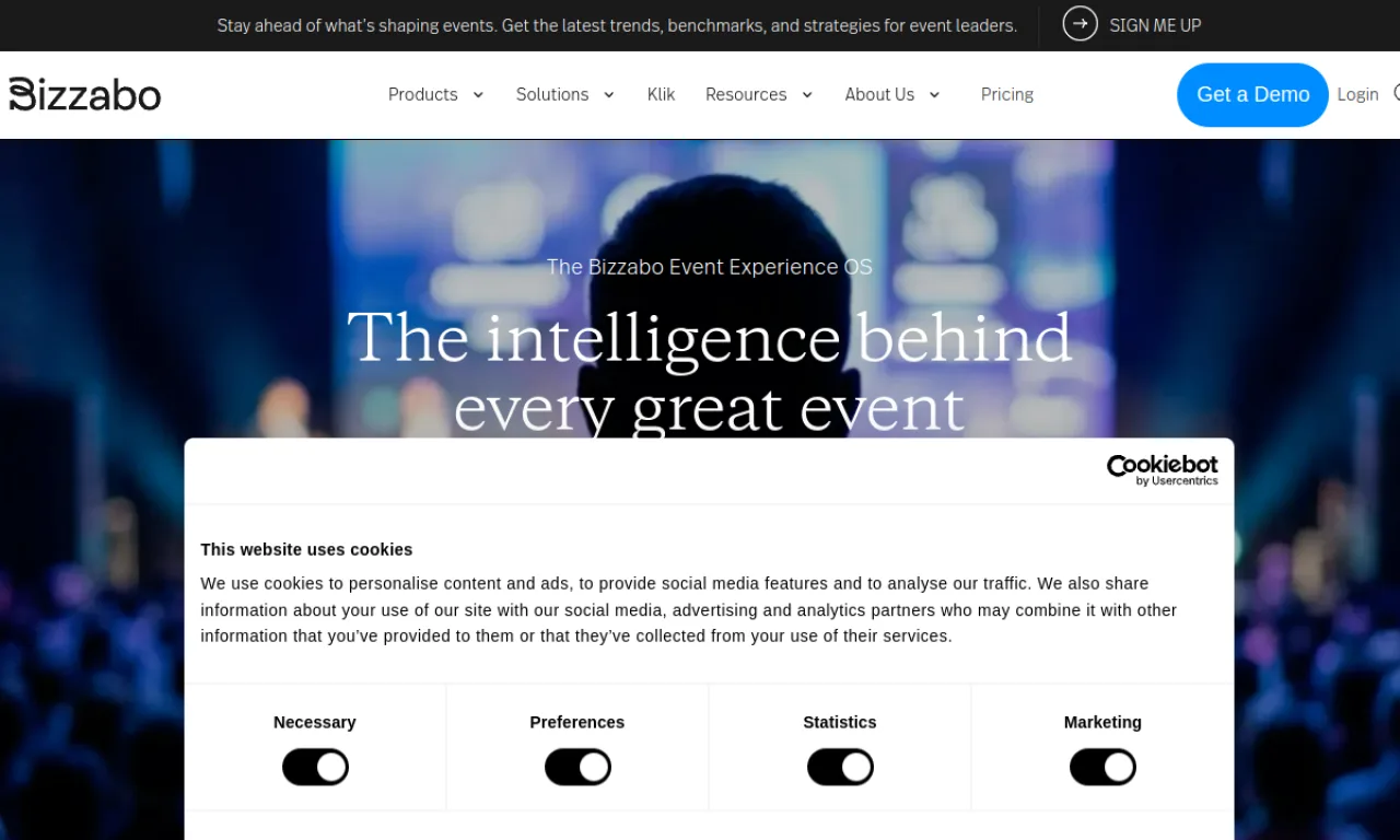 Screenshot of Bizzabo website