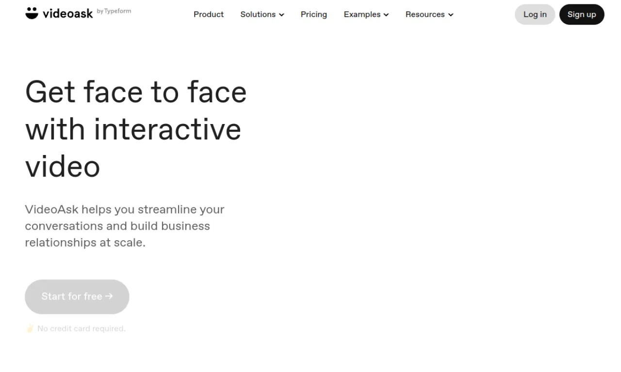 Screenshot of VideoAsk (Typeform) website