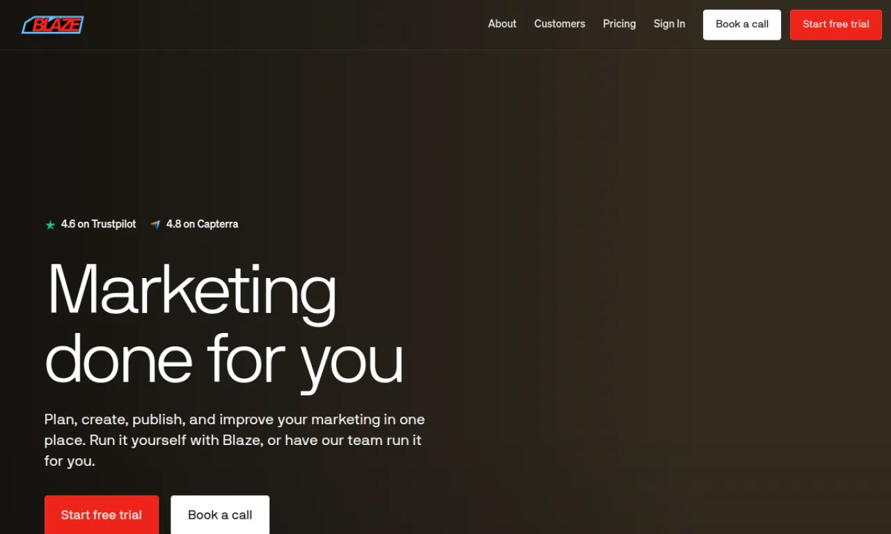 Screenshot of Blaze.ai website