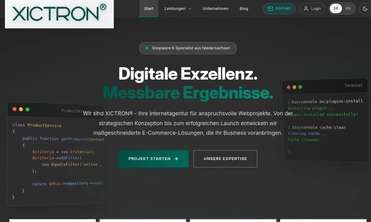 Screenshot of XICTRON website