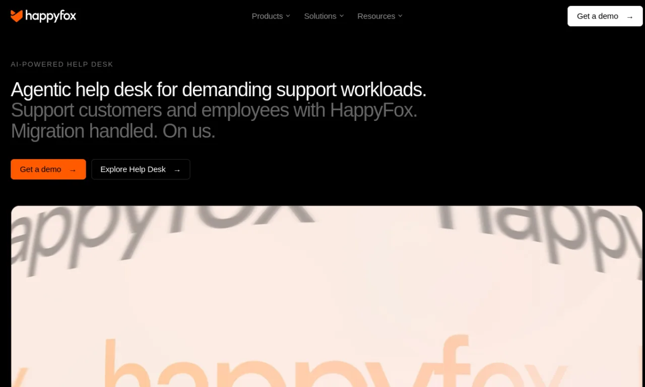 Screenshot of HappyFox website