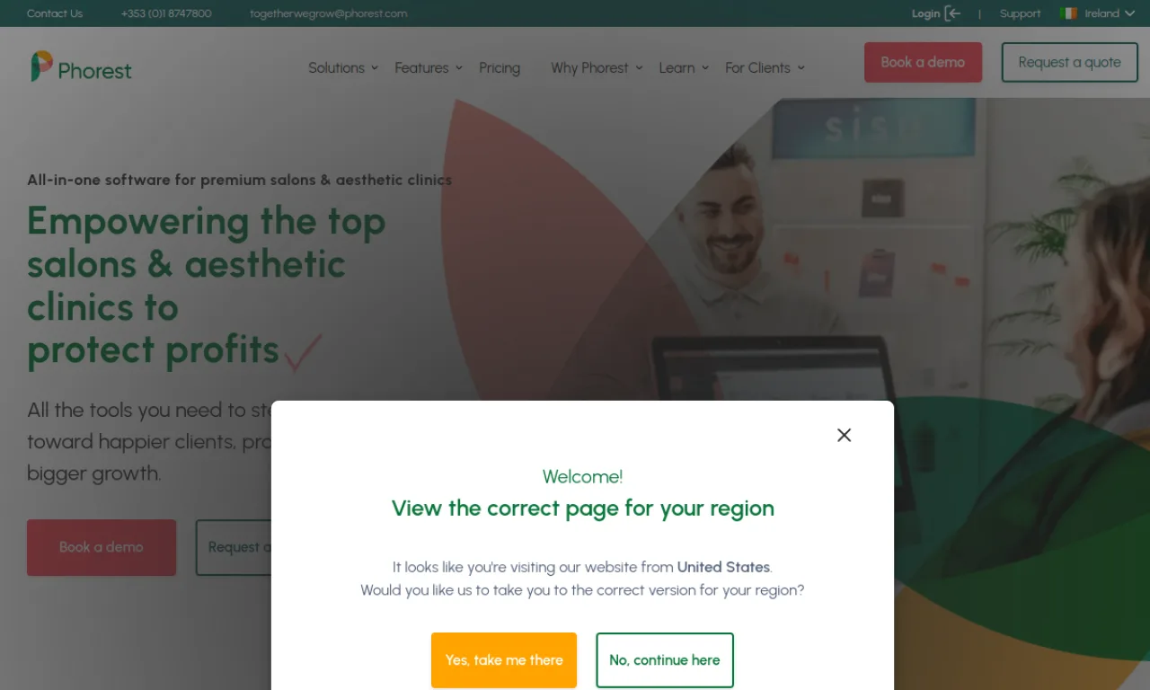 Screenshot of Phorest website