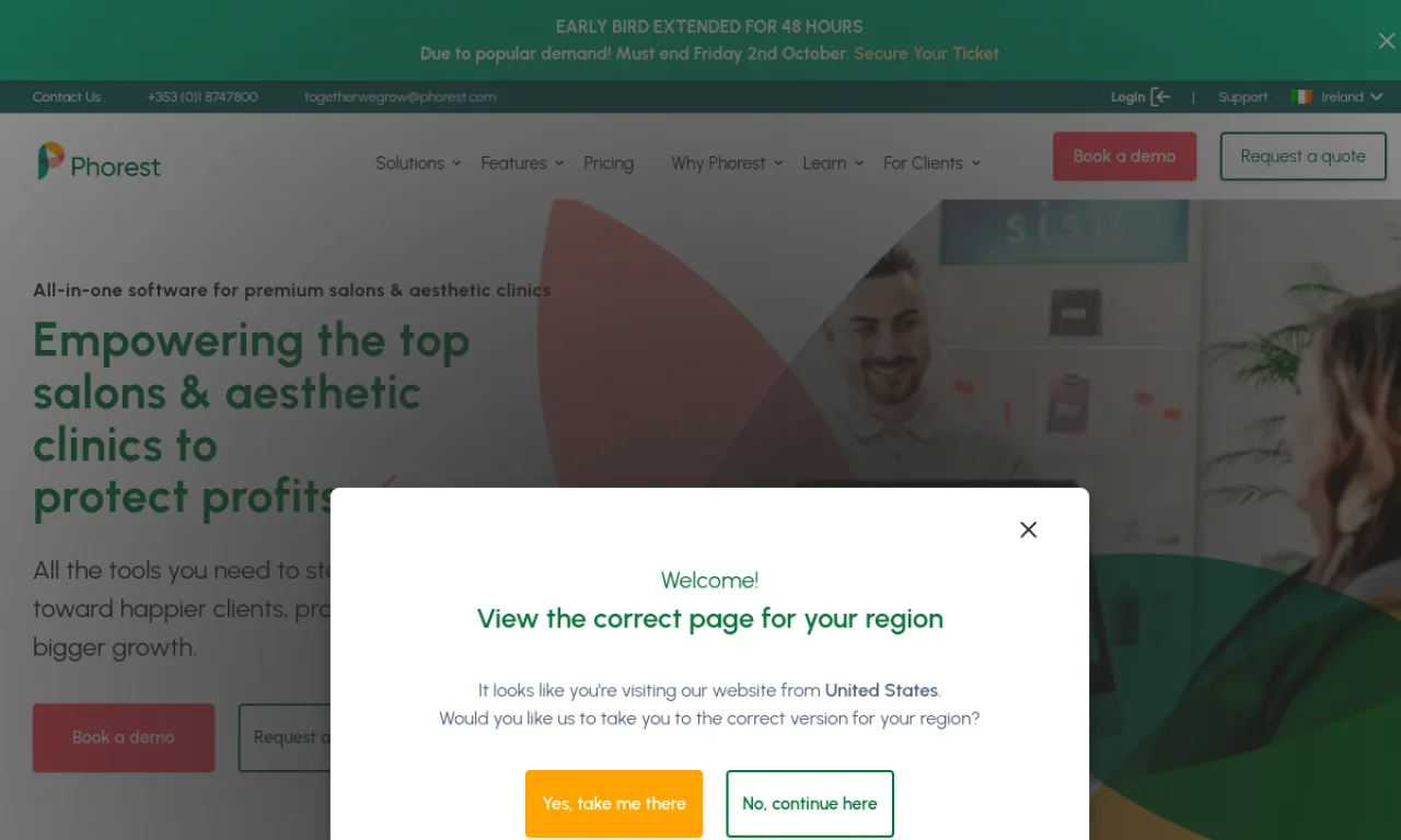 Screenshot of Phorest website