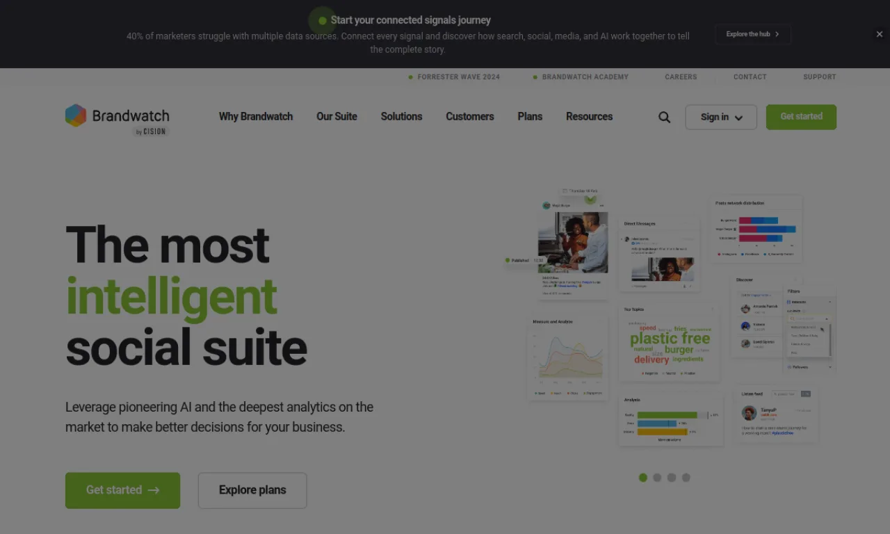 Screenshot of Brandwatch website