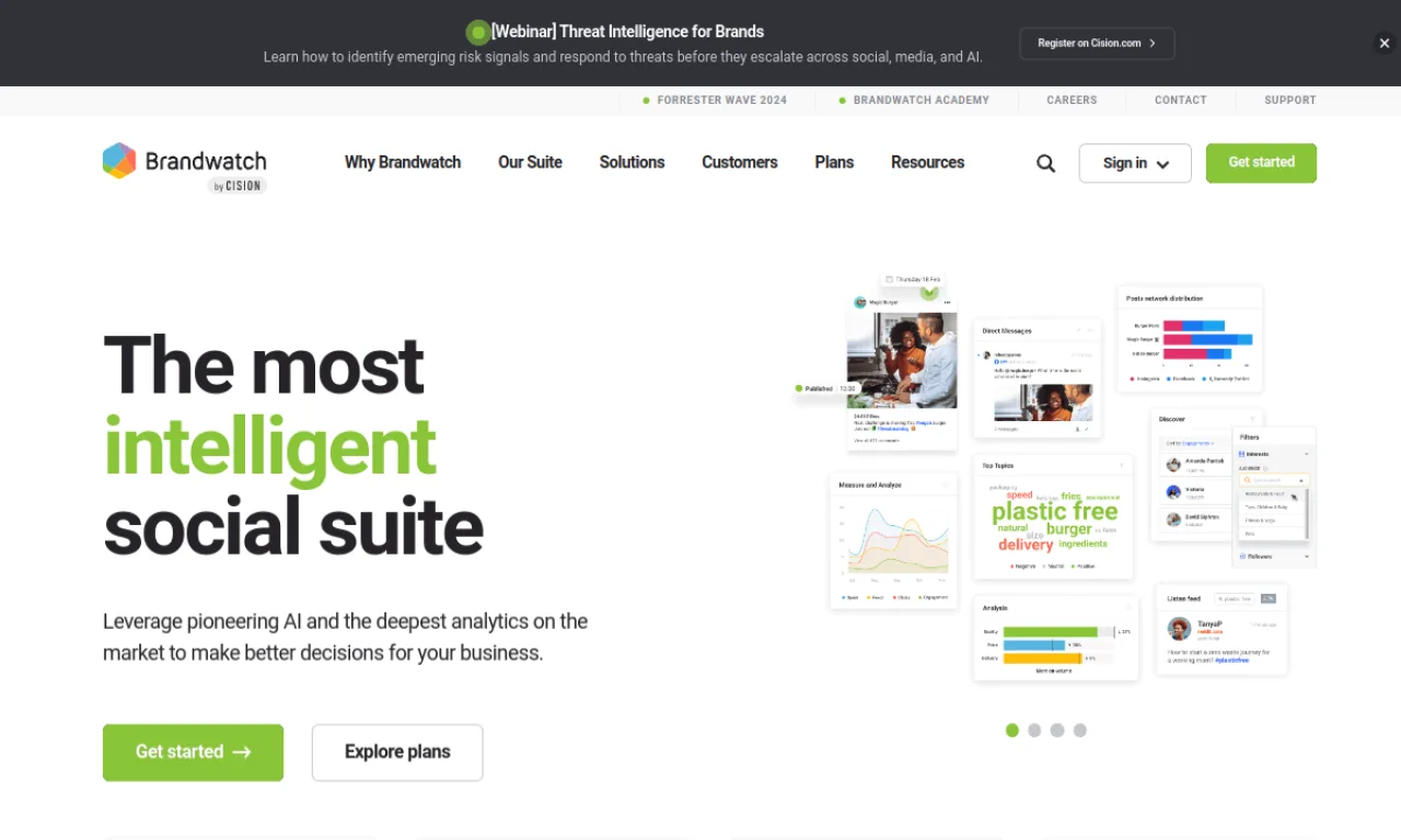 Screenshot of Brandwatch website