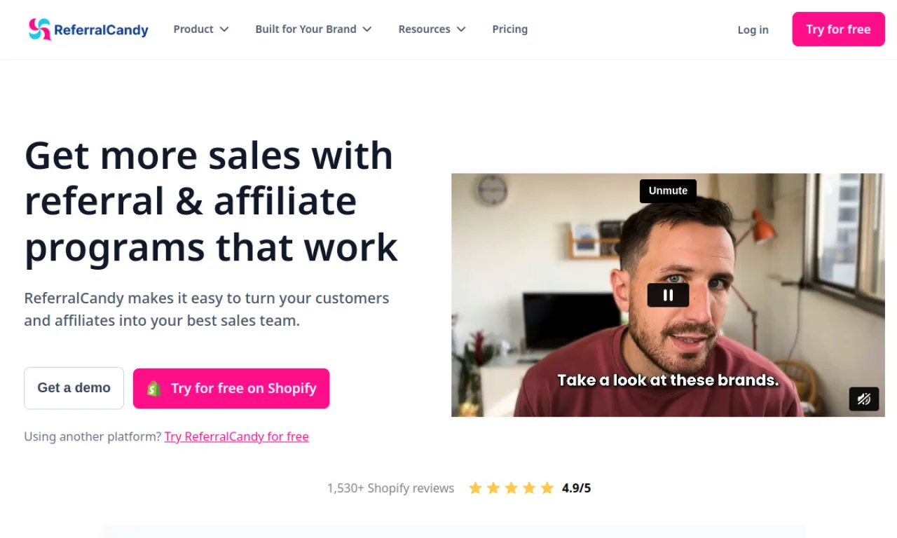 Screenshot of ReferralCandy website