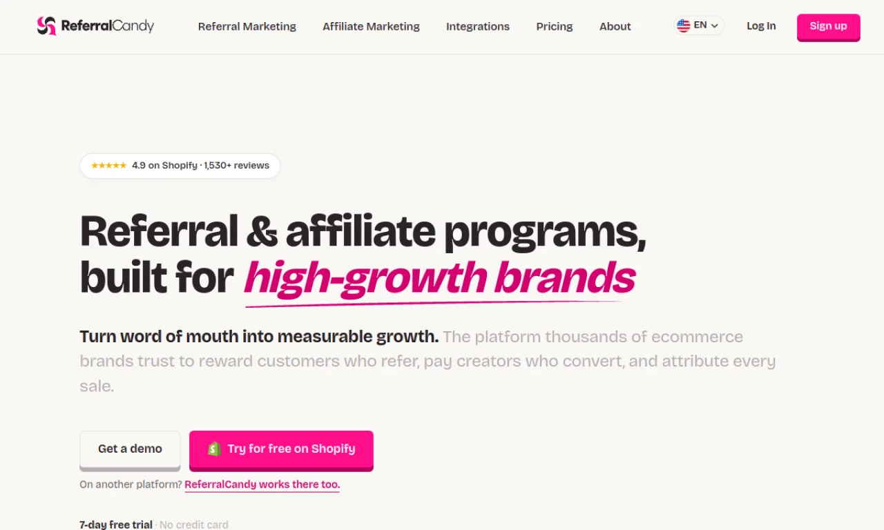 Screenshot of ReferralCandy website