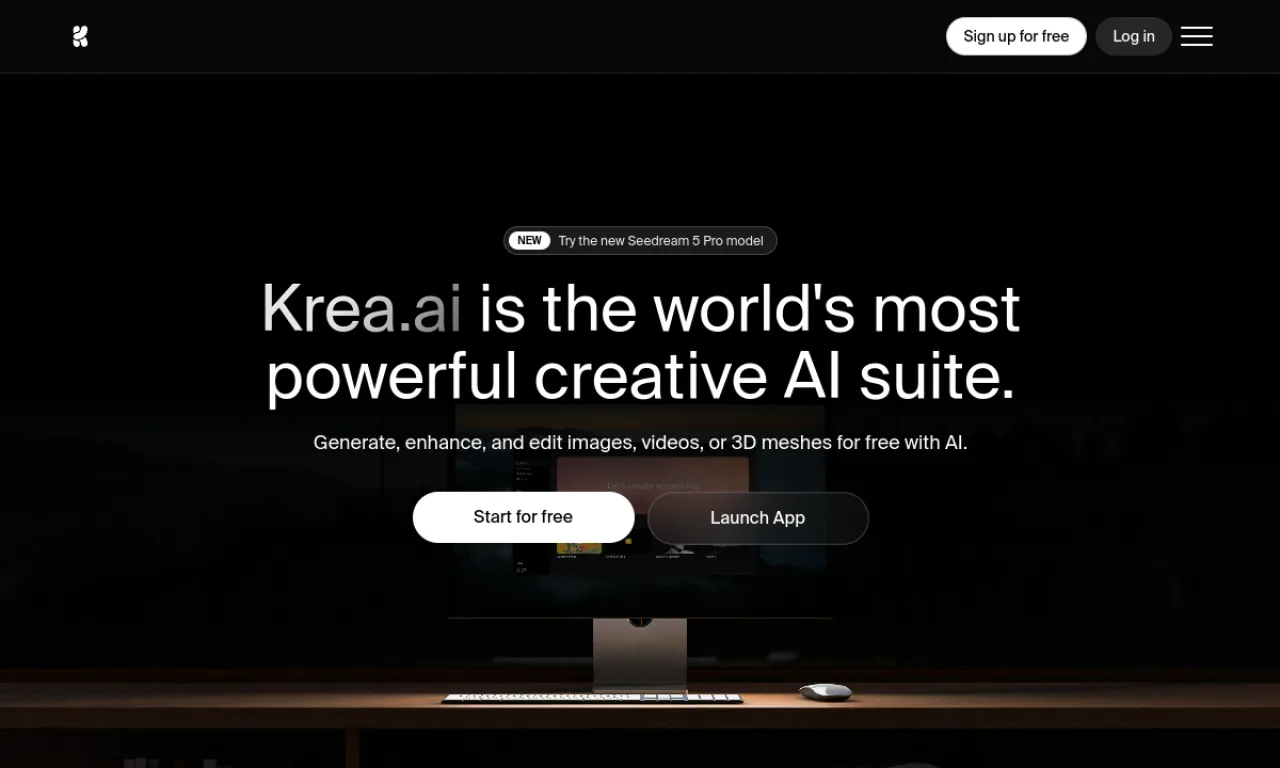 Screenshot of Krea AI website