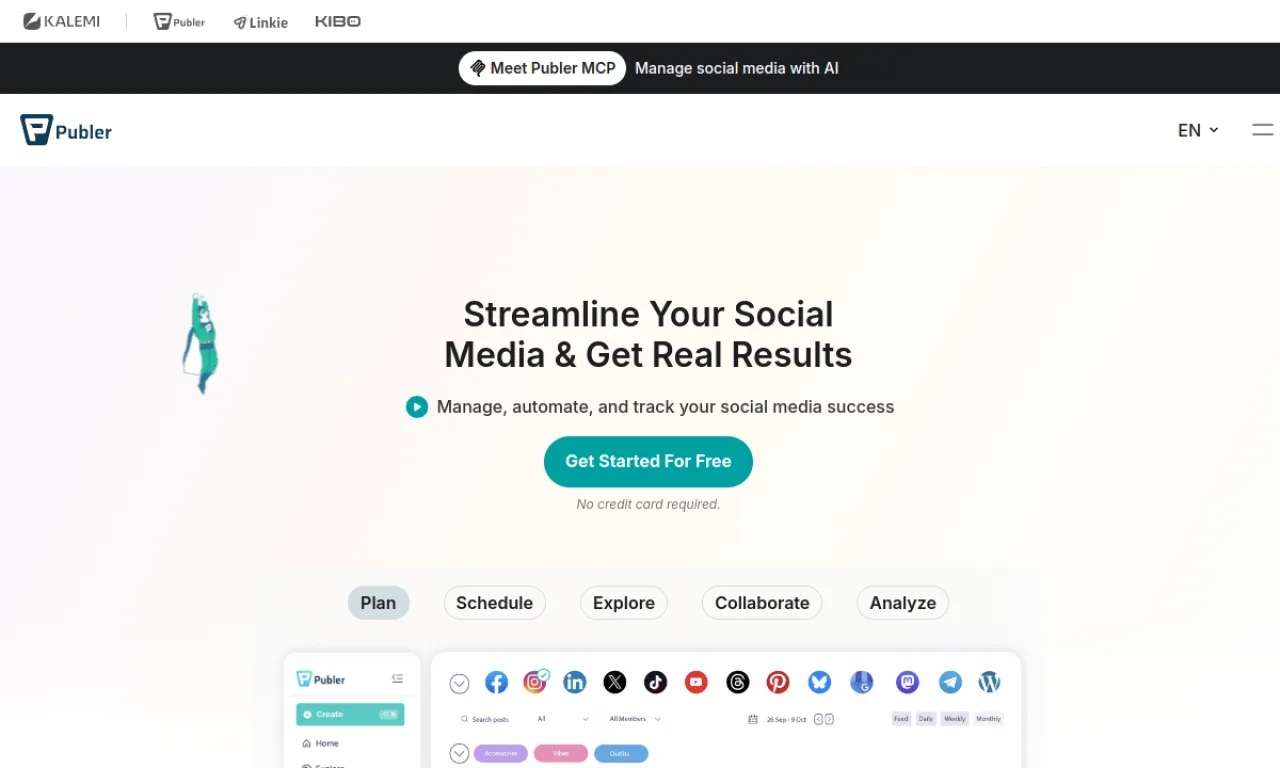 Screenshot of Publer website