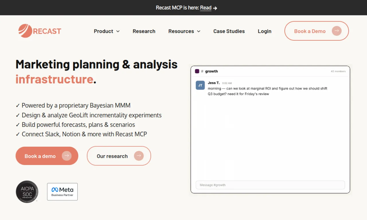 Screenshot of Cassandra / Recast website