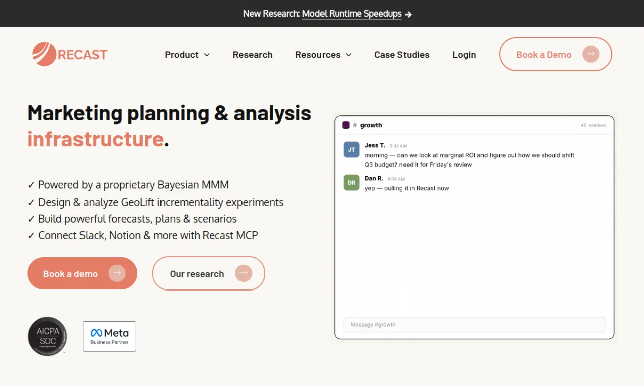 Screenshot of Cassandra / Recast website