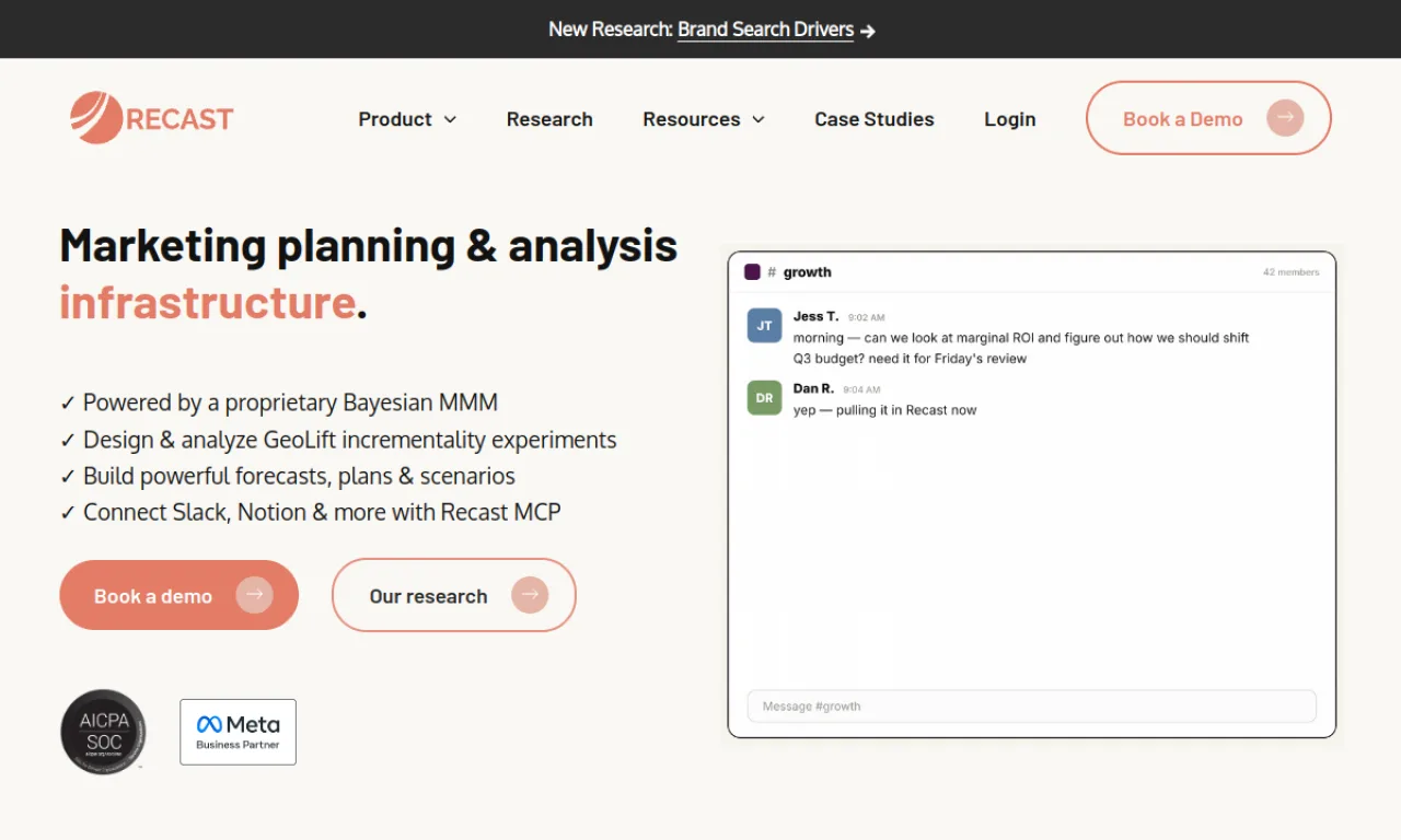 Screenshot of Cassandra / Recast website