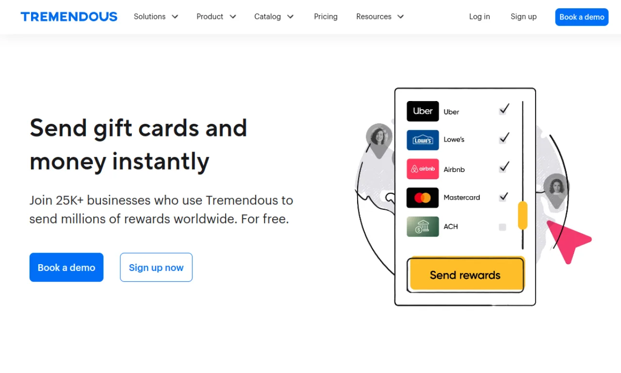 Screenshot of Tremendous website
