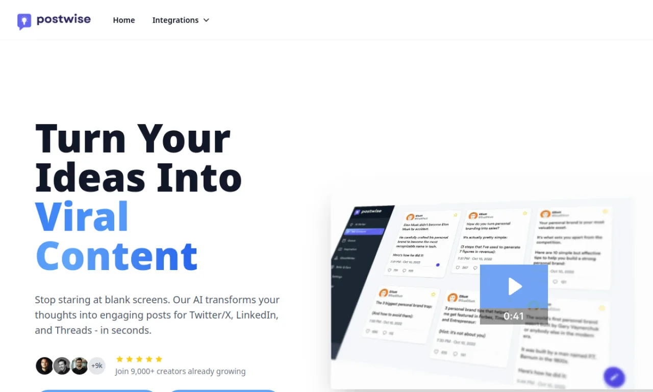 Screenshot of Postwise website