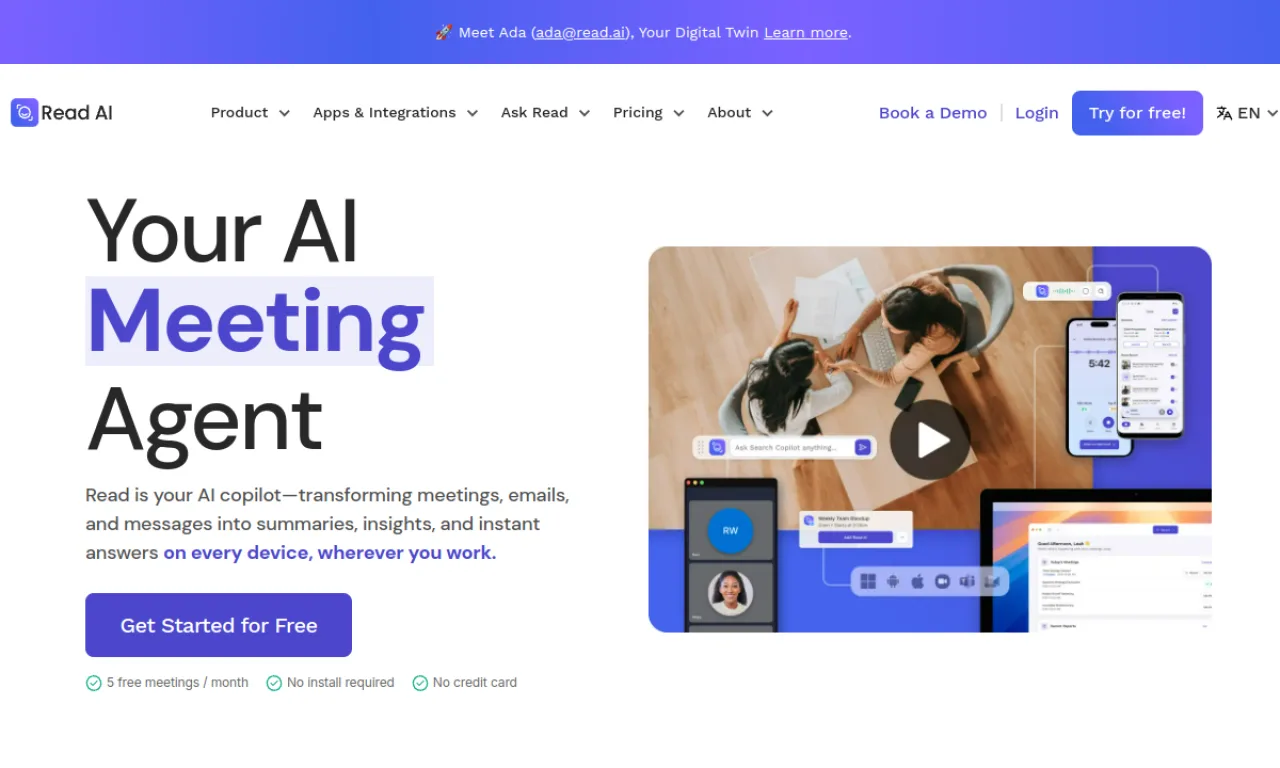 Screenshot of Read AI website