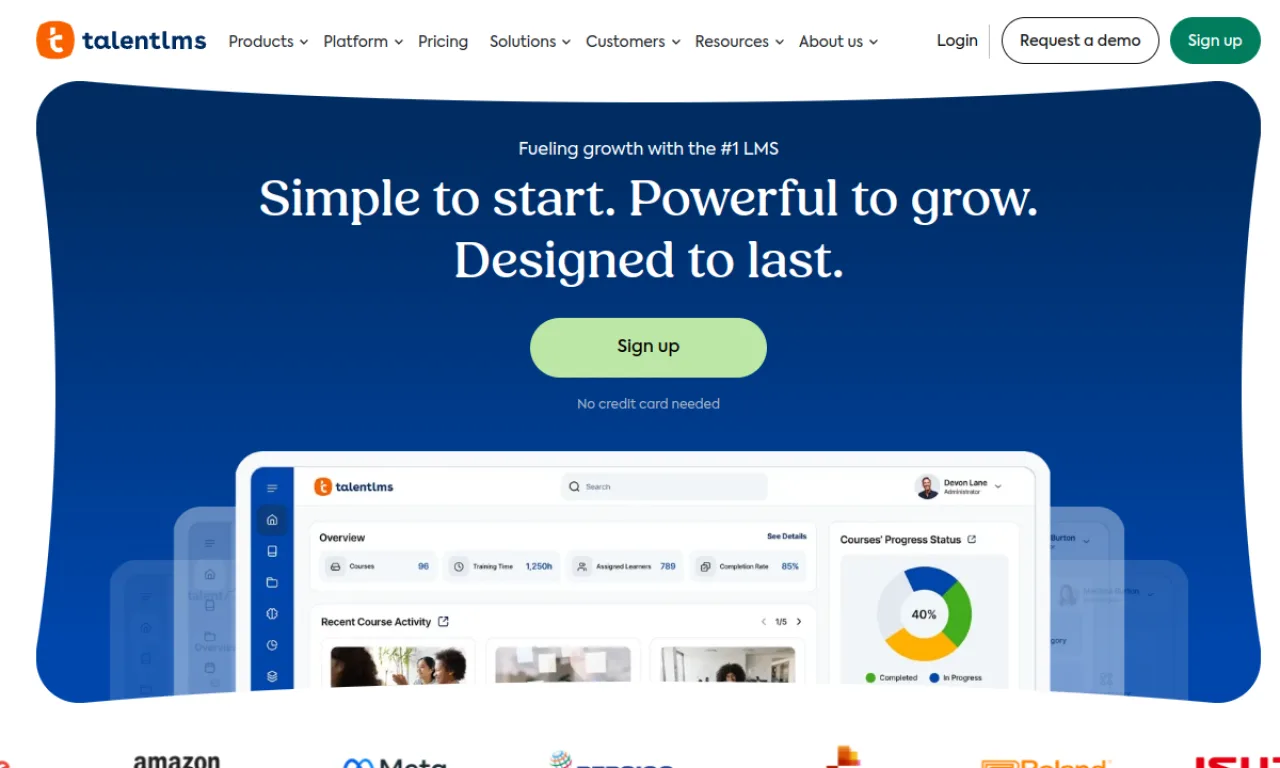 Screenshot of TalentLMS website