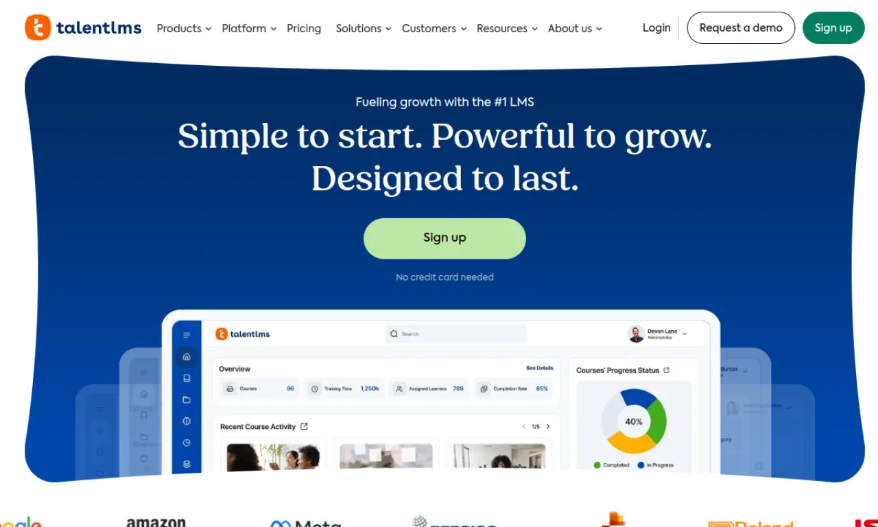 Screenshot of TalentLMS website