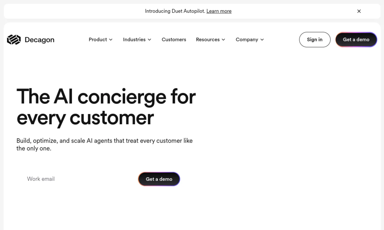 Screenshot of Decagon website