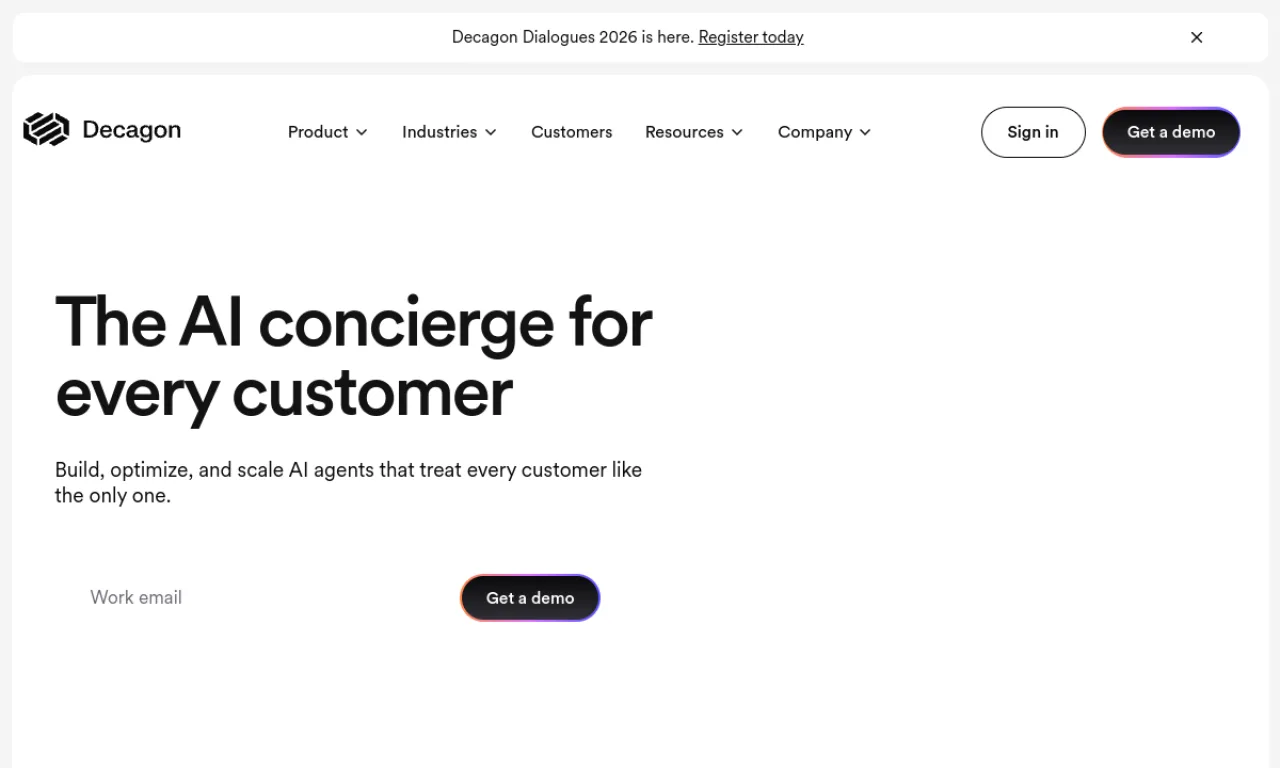 Screenshot of Decagon website