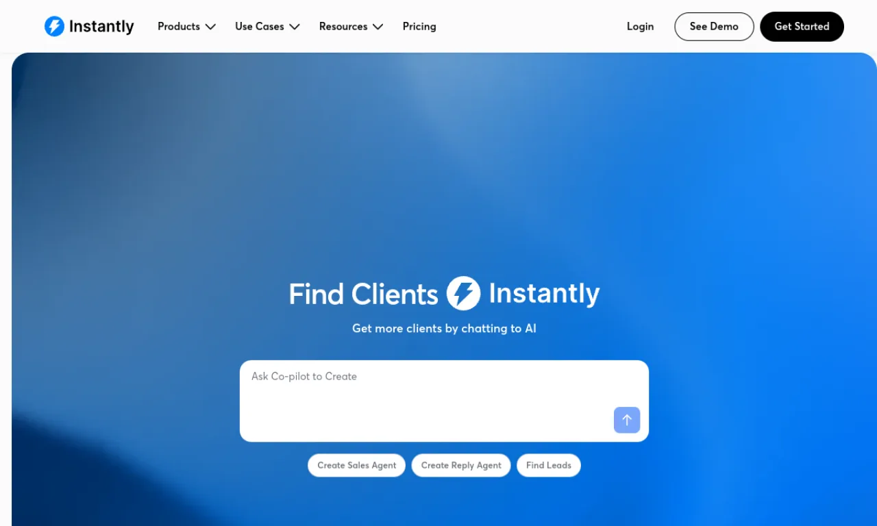 Screenshot of Instantly website