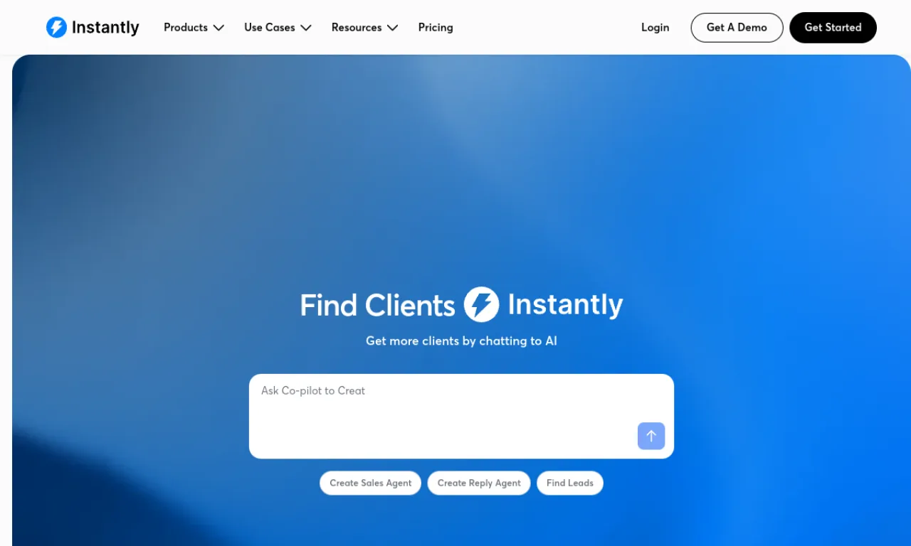 Screenshot of Instantly website