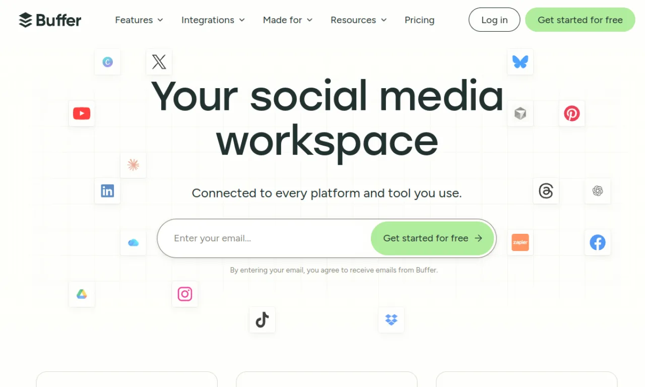 Screenshot of Buffer website